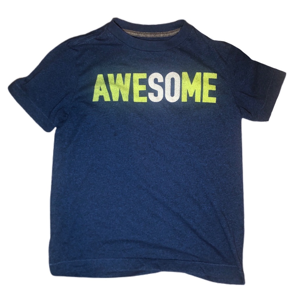 2/$5 Old Navy Blue “Awesome” T-Shirt - Size S (6-7)